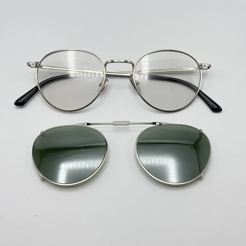Jimmy Choo Eyeglasses Frame Wynn 010 Silver Round w/ Clip-On Sunglasses 52mm